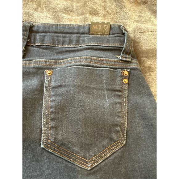 MTO International Women's Flared Bootcut Jeans Dark Blue Diamond Button Size 44 - Picture 11 of 13